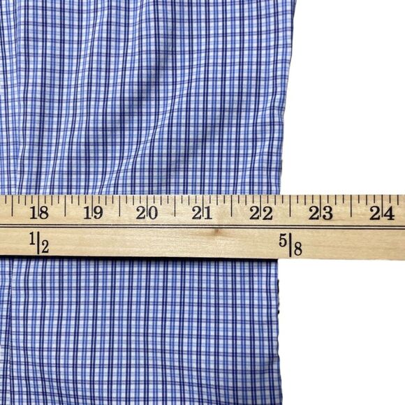BONOBOS Jetsetter Stretch Slim Fit Dress Shirt Blue Check Size 17x35 EUC - Picture 14 of 16